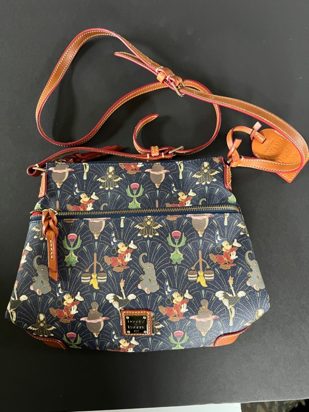 Dooney & Bourke Disney Fantasia Character Print Crossbody with Brown Trim